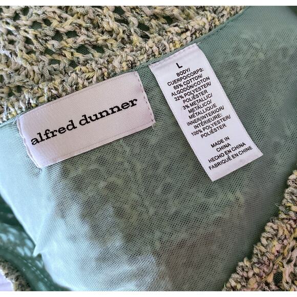 ALFRED DUNNER Womens Size Large Sparkly Mint Green Scoop Neck Pullover Sweater - Picture 7 of 7